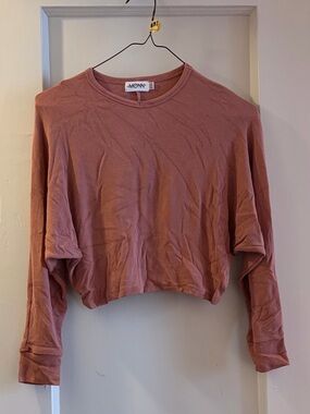 Dusty Rose Long-Sleeve Cropped Top